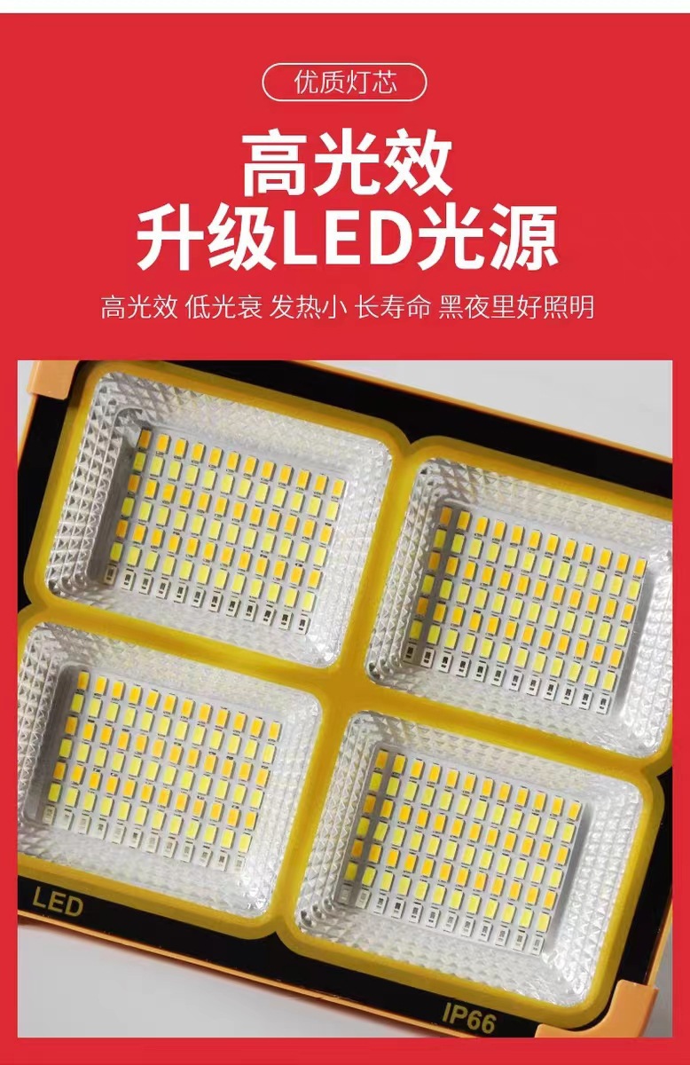 跨境太阳能手提投光灯便携式充电一体小黄灯户外露营摆摊手提吊灯详情7