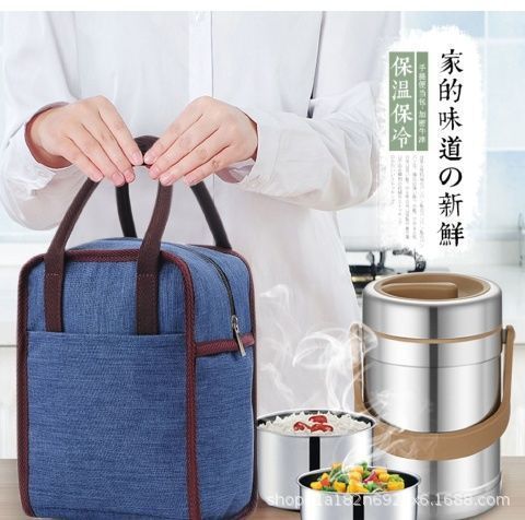 饭盒手提包保温袋铝箔加厚便当袋饭盒袋学生医院带饭包大号上班族详情11