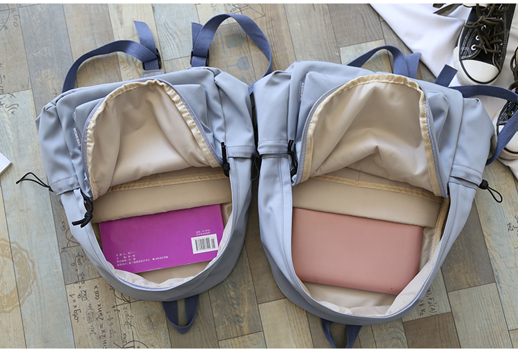 NR森系百搭纯色双肩包男书包女大学生韩版高中背包女双肩大小款详情6