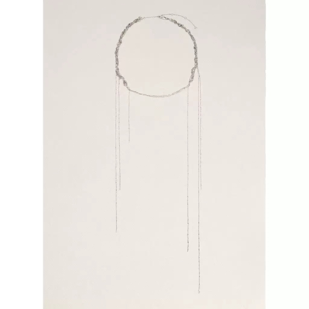 法式小众设计感编织缠绕项链耳环女轻奢气质冷淡风流苏水滴锁骨链详情7