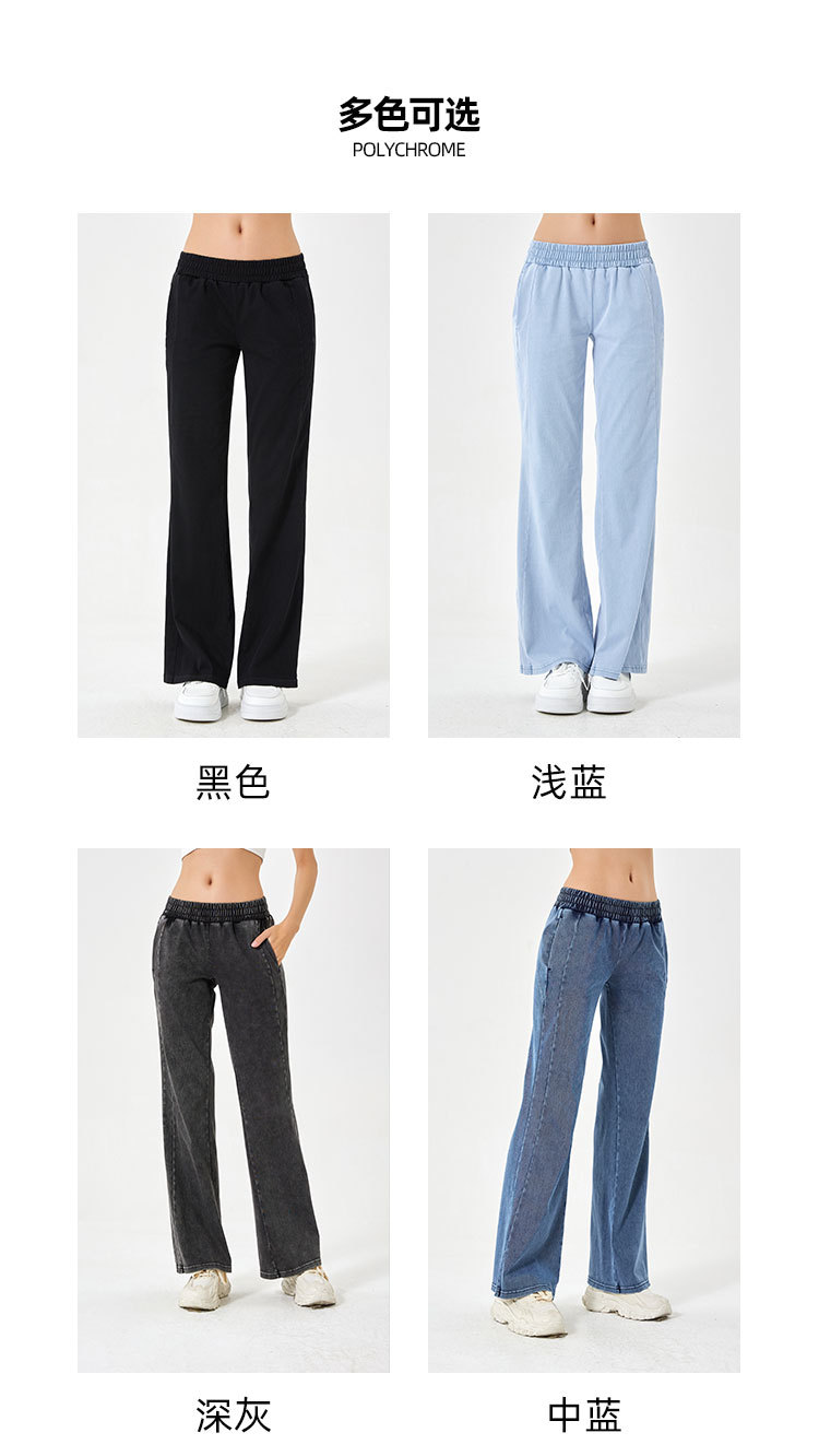 New autumn and winter high-waisted loose and versatile jeans for women, tall, elastic and slimming, double-pocket elastic sports and fitness casual pants pic 19