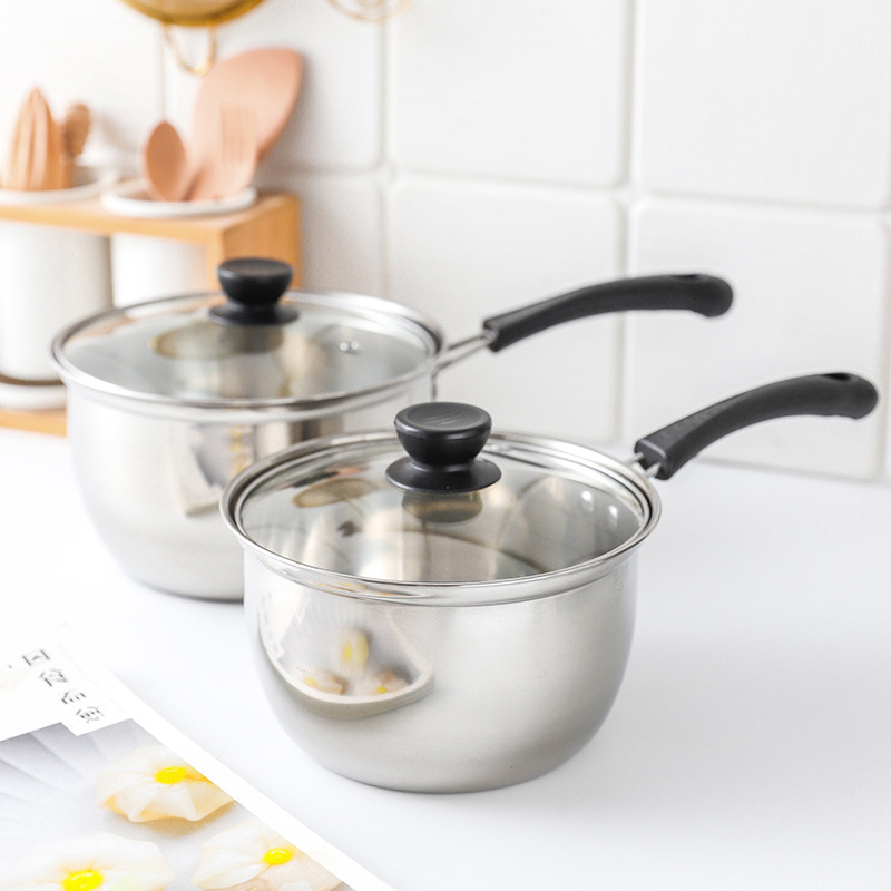 潮州互发 韩式单柄不锈钢套装奶锅 单柄奶蒸锅 辅食奶锅煲汤锅具详情2
