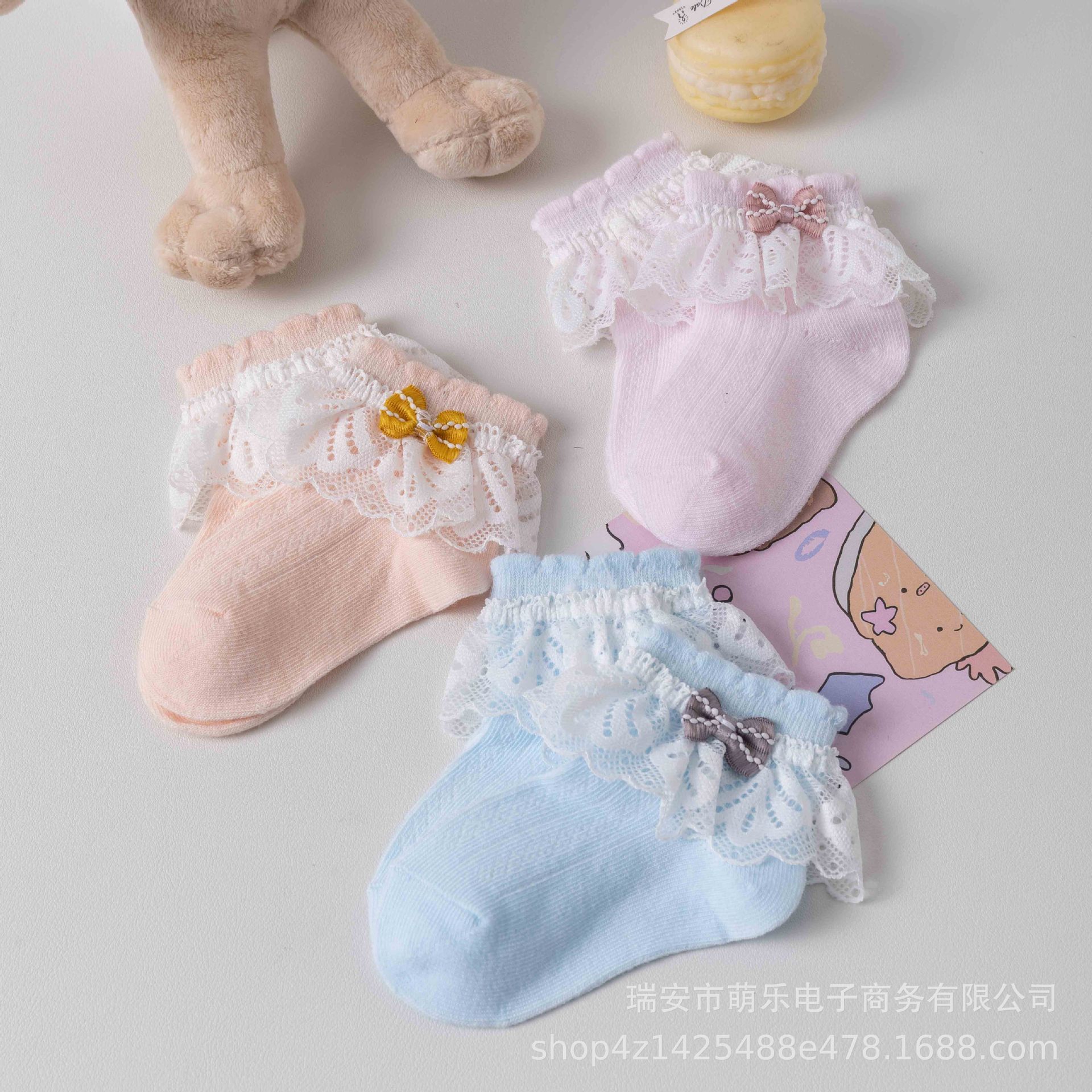 新生婴儿女童蕾丝花边袜棉透气舒适网眼薄款蝴蝶结花边宝宝袜详情7