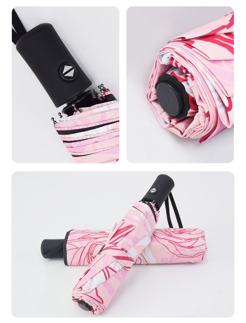 Fully automatic 8-bone outdoor umbrella, all-weather umbrella, umbrella for sun protection, automatic black rubber umbrella, folding umbrella pic 34