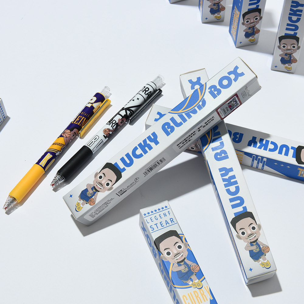 晨兮篮球部落按动中性笔盲盒cs双珠笔头书写顺滑流畅学生水笔黑笔详情3