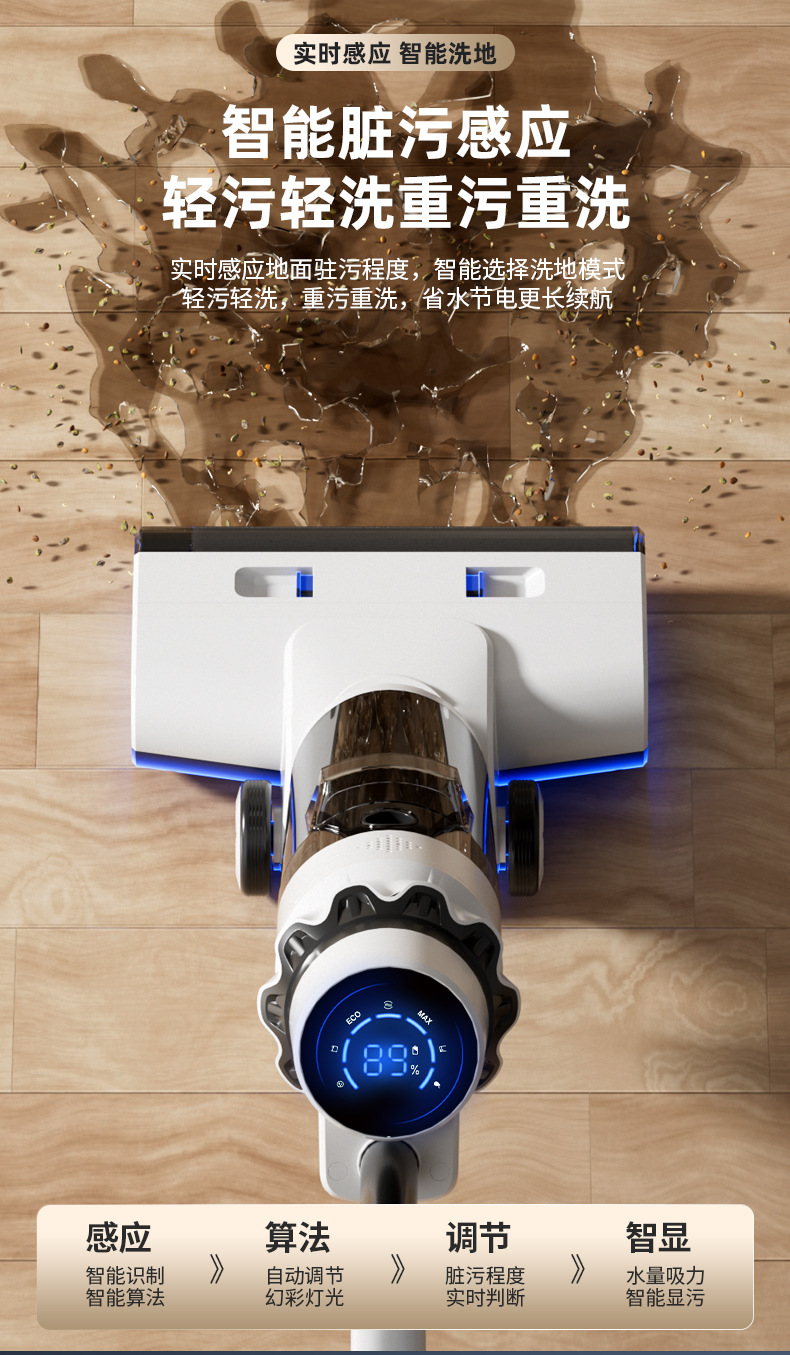 网红品牌躺平洗地机延边一体机家用无线大吸力智能吸尘器干湿两用详情16