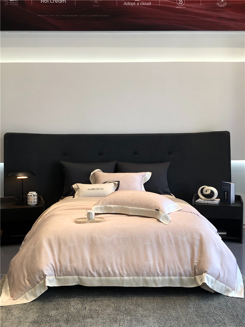 Cool ultra-fine denier Tencel summer light and cool condensation filament four-piece set, elegant printed sweat-absorbing nude bedding pic 60