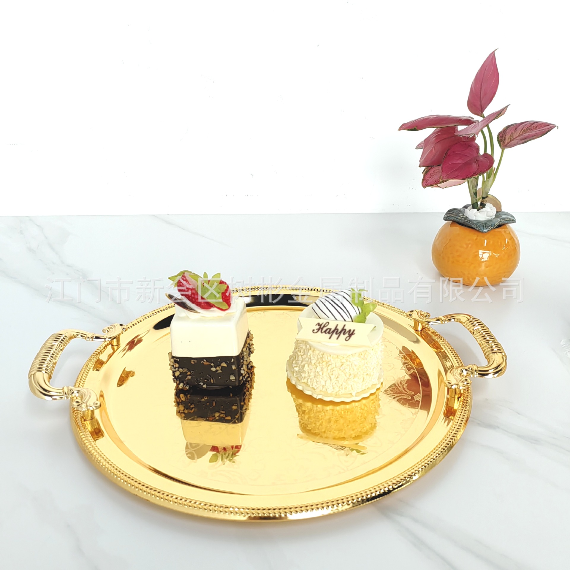 欧式镀金镀银蛋糕盘家居酒店高档点心盘圆形水果盘详情9