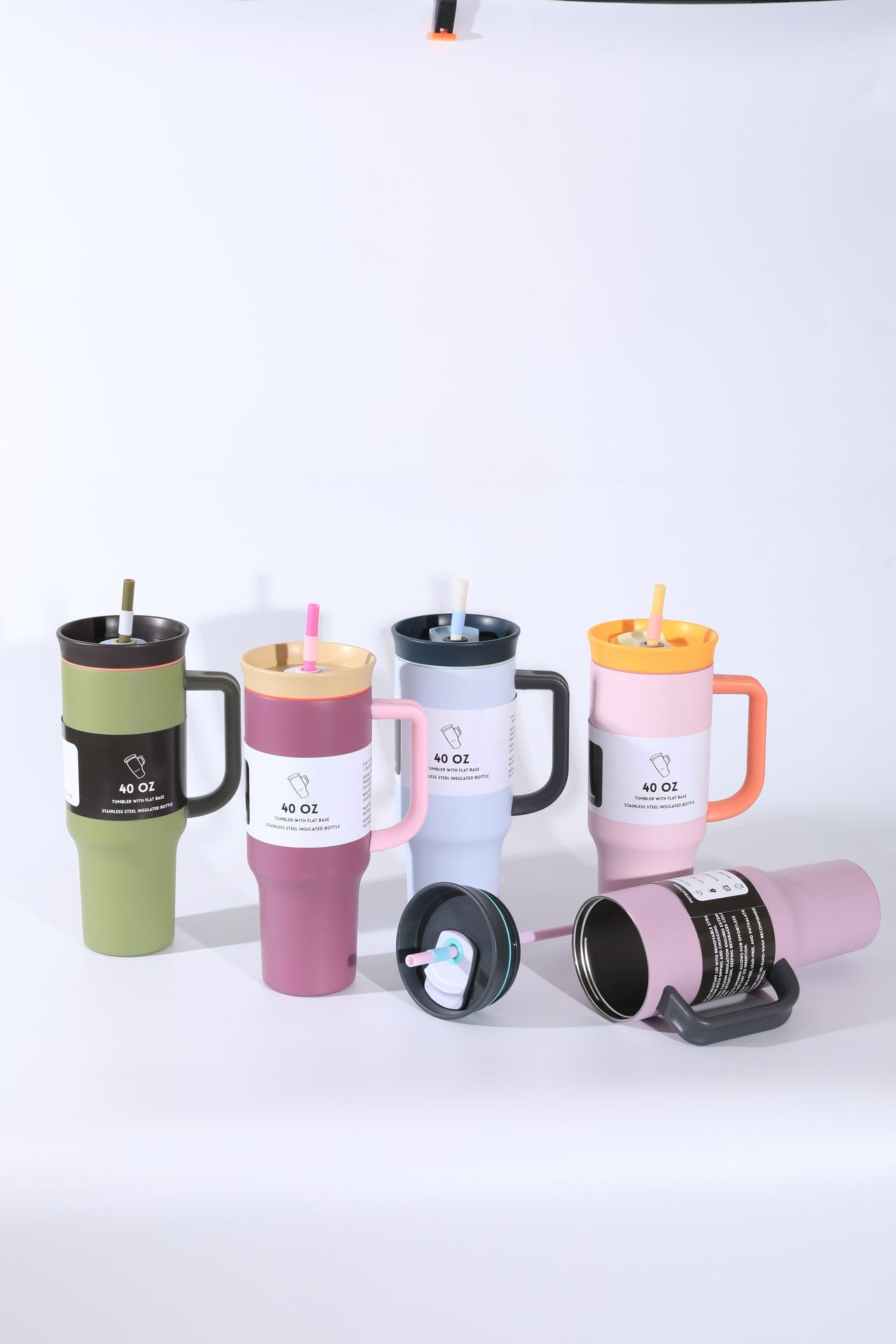 New cross-border 304 stainless steel insulated cup with handle, 40oz large capacity outdoor straw ice cube cup, daily necessities pic 4