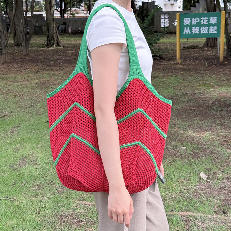 Casual large-capacity knitted bag for women 2025 new style, trendy, versatile and stylish single-shoulder bag, fashionable tote woven bag pic 9