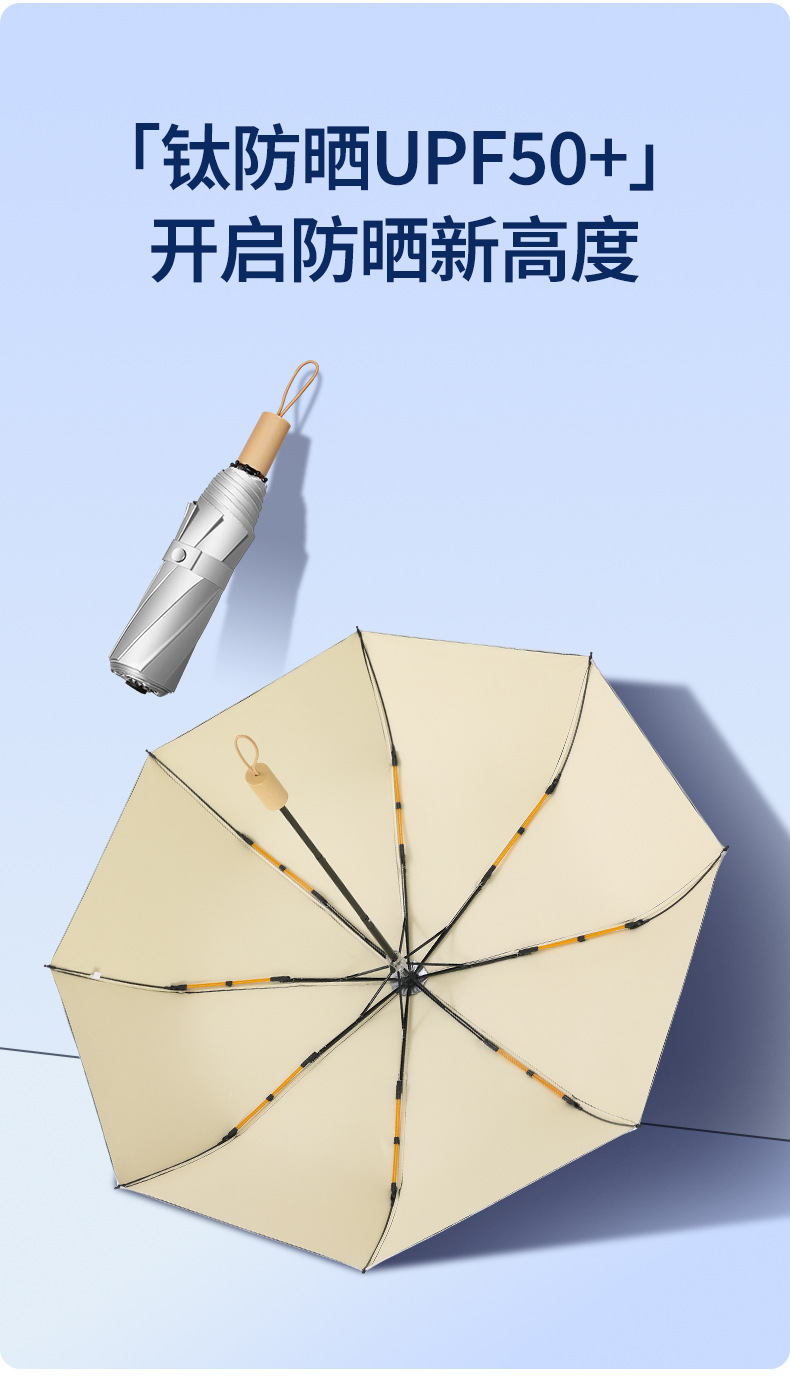 Titanium silver double-layer black rubber sunshade umbrella, UV protection sun umbrella, enhanced sun protection and rain protection dual-purpose folding umbrella pic 3