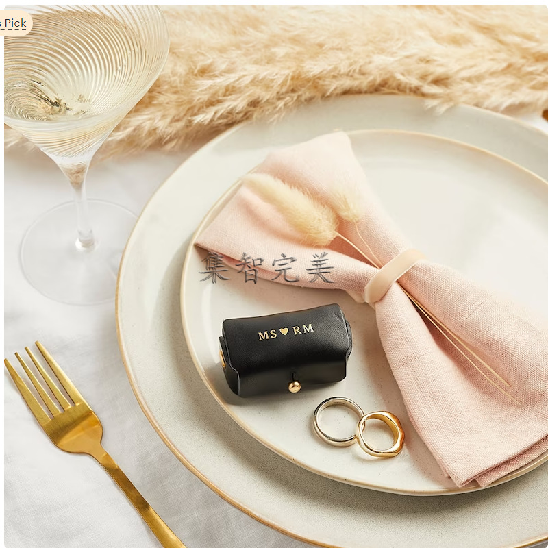 New-style creative leather ring storage bag, travel wedding ring storage box, personalized leather jewelry bag pic 10