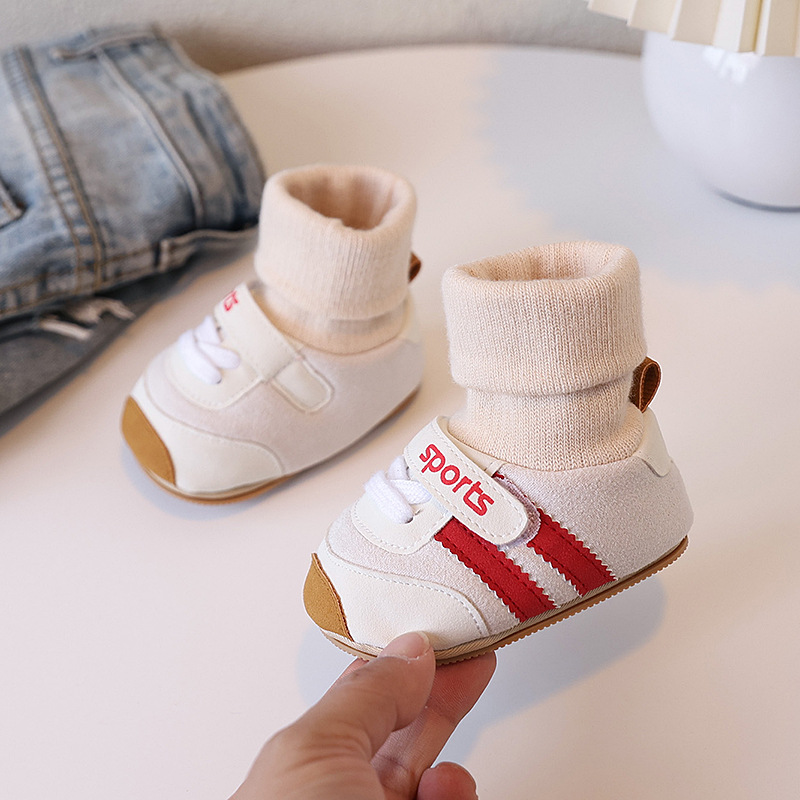 Spring and Autumn baby shoes for 0-1 year old boys and girls, soft-soled shoes and socks in one set, 3-6-9 months, casual walking shoes, anti-slip floor pic 16
