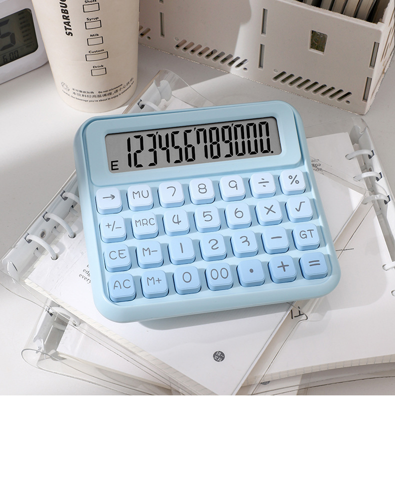 12位彩色渐变方糖宽屏桌面计算器高颜值静音办公计算机厂家批发详情18