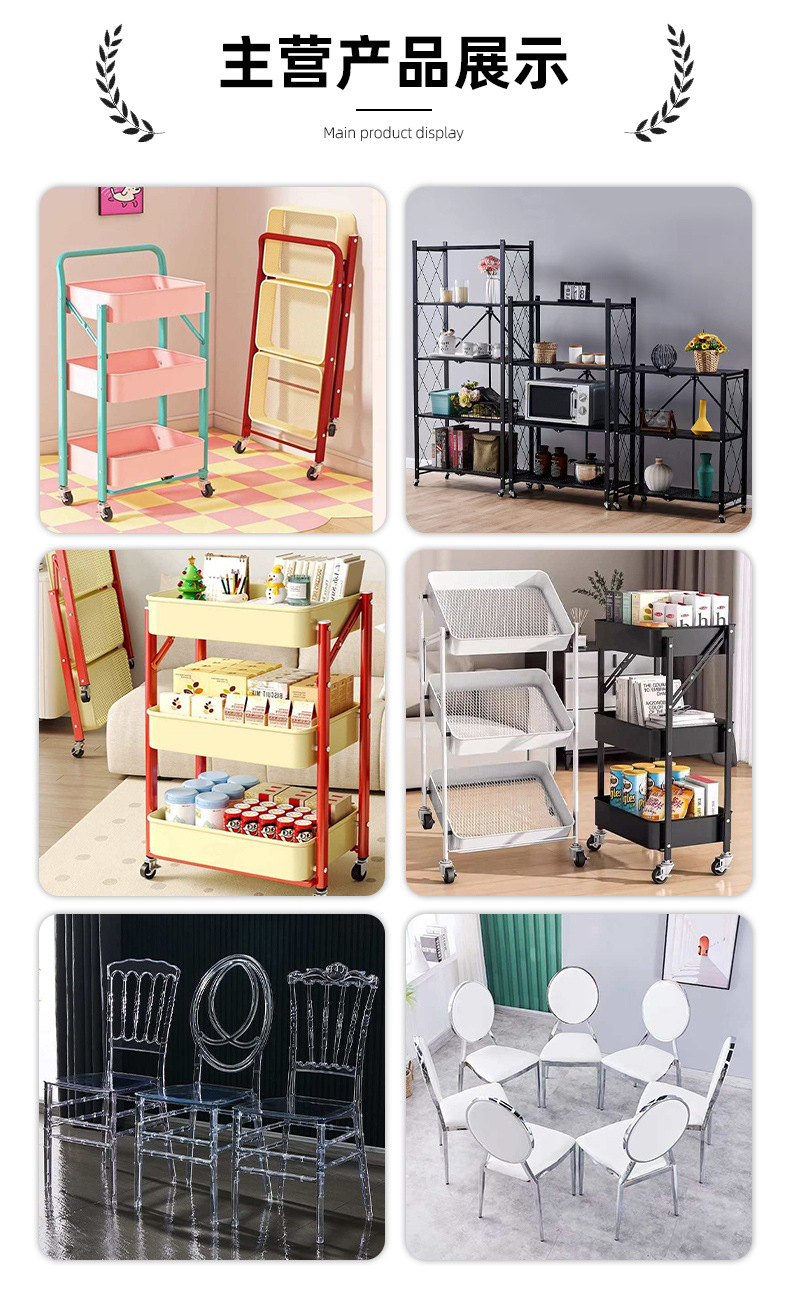 三层多巴胺折叠置物架小推车多层可折叠家用客厅儿童玩具收纳架详情2