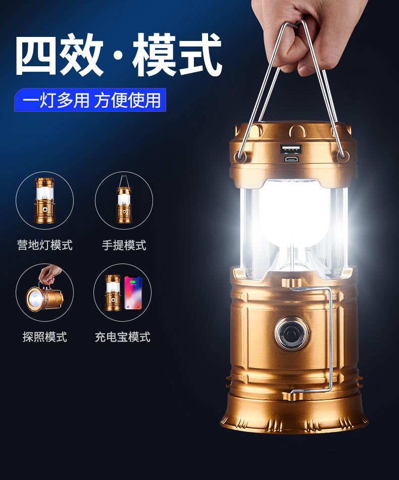 【 Same-day stock direct Delivery 】 Solar camping lamps, outdoor horse lanterns, charging lamps, multi-functional camping night market stalls pic 12