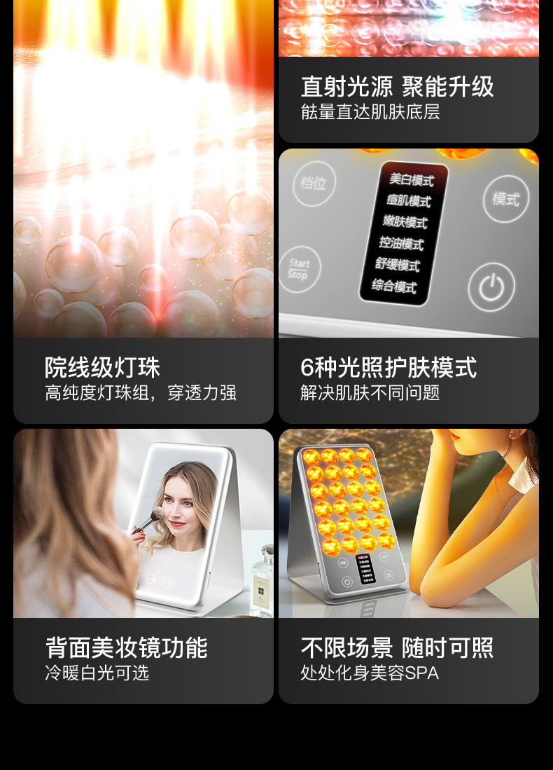 shanilak custom large exhaust light beauty Device, Home facial rejuvenation device, facial acne Control, Photon rejuvenation, LED red and blue spectrometer pic 6