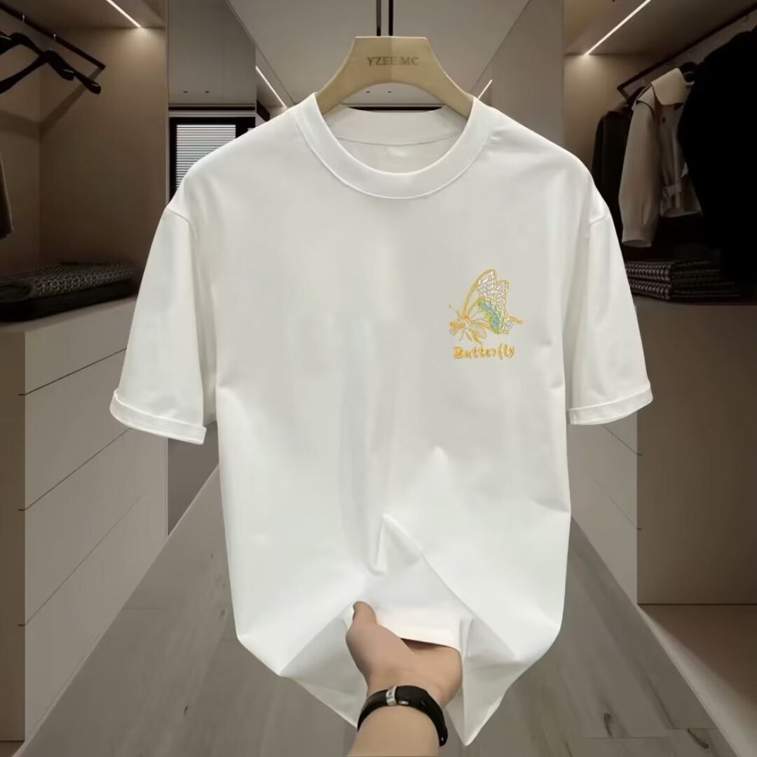 Short-sleeved T-shirt for men, summer trend, loose and versatile butterfly print top, trendy brand ins thin inner layer base layer pic 6