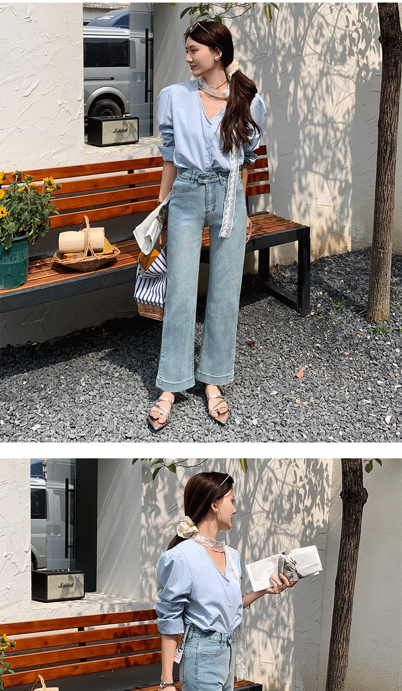 The new soft and elastic cigarette tube jeans for the summer of 2025 are mid-length, high-waisted, and slimming for petite women. The straight-leg pants are trendy pic 5