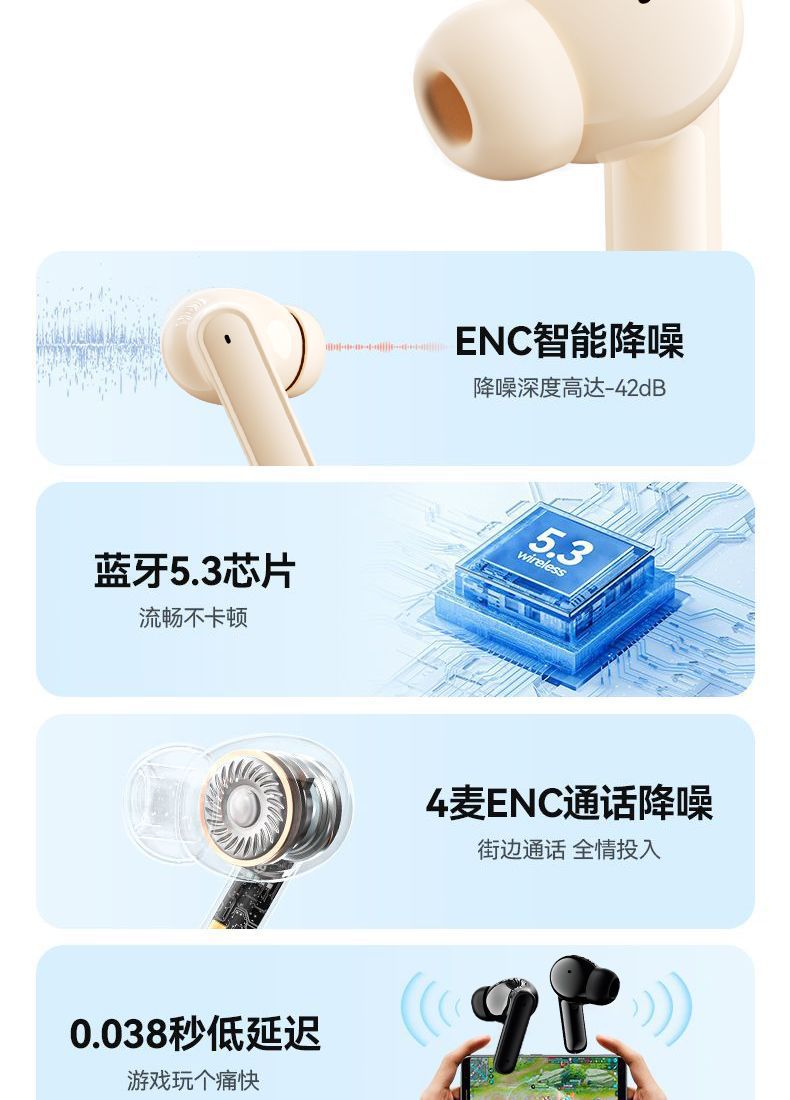 895B半入耳跨境新款高音质无感舒适佩戴超长续航数显运动私模通用详情5