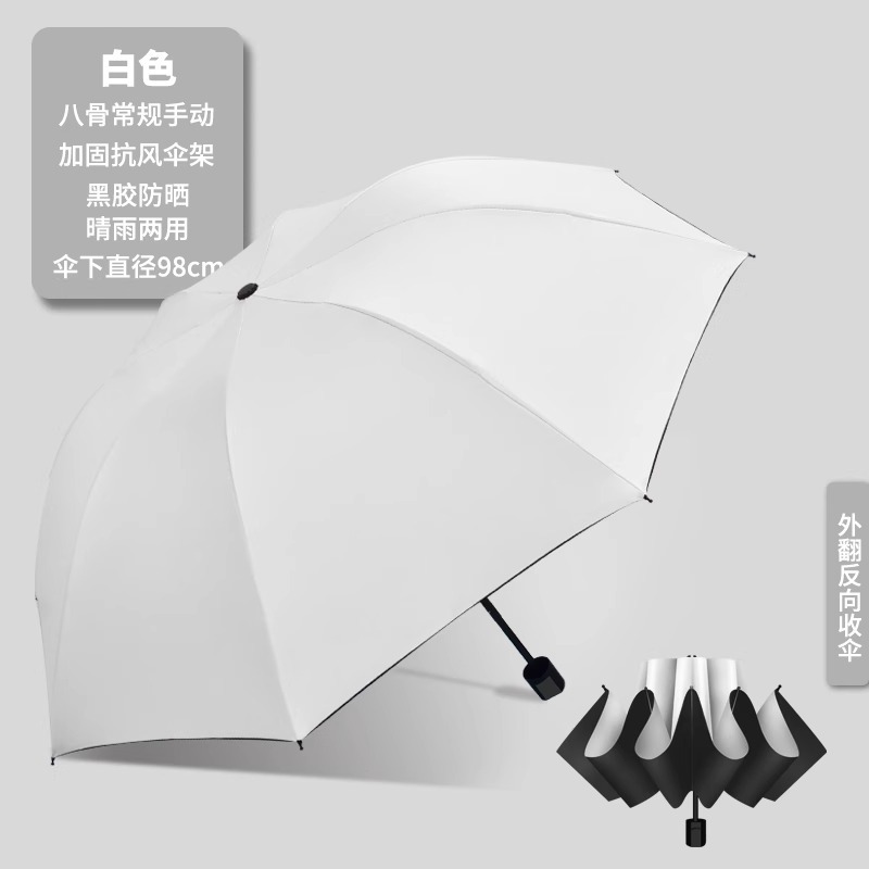 二十四骨黑胶雨伞全自动商务加固防风防晒折叠伞高级感LOGO太阳伞详情27