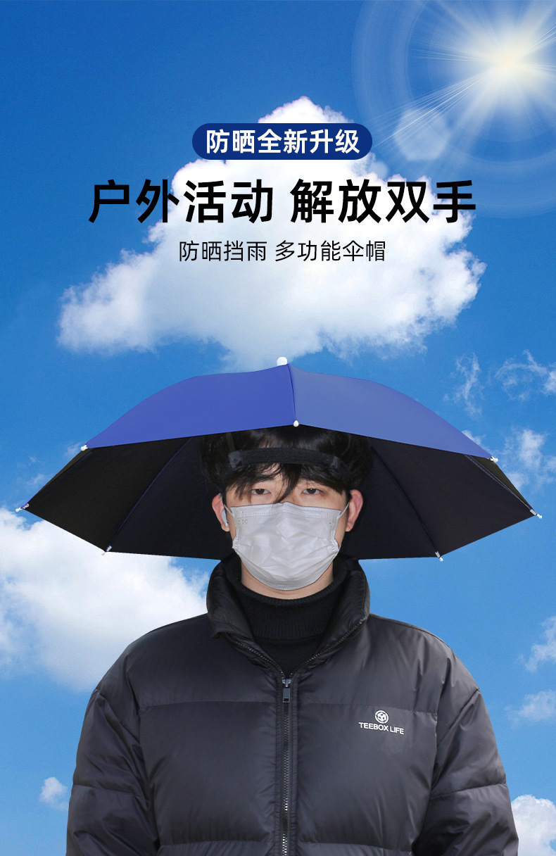 Head-mounted umbrellas for fishing, portable sun umbrellas, large outdoor folding umbrellas, UV and wind protection wholesale pic 14