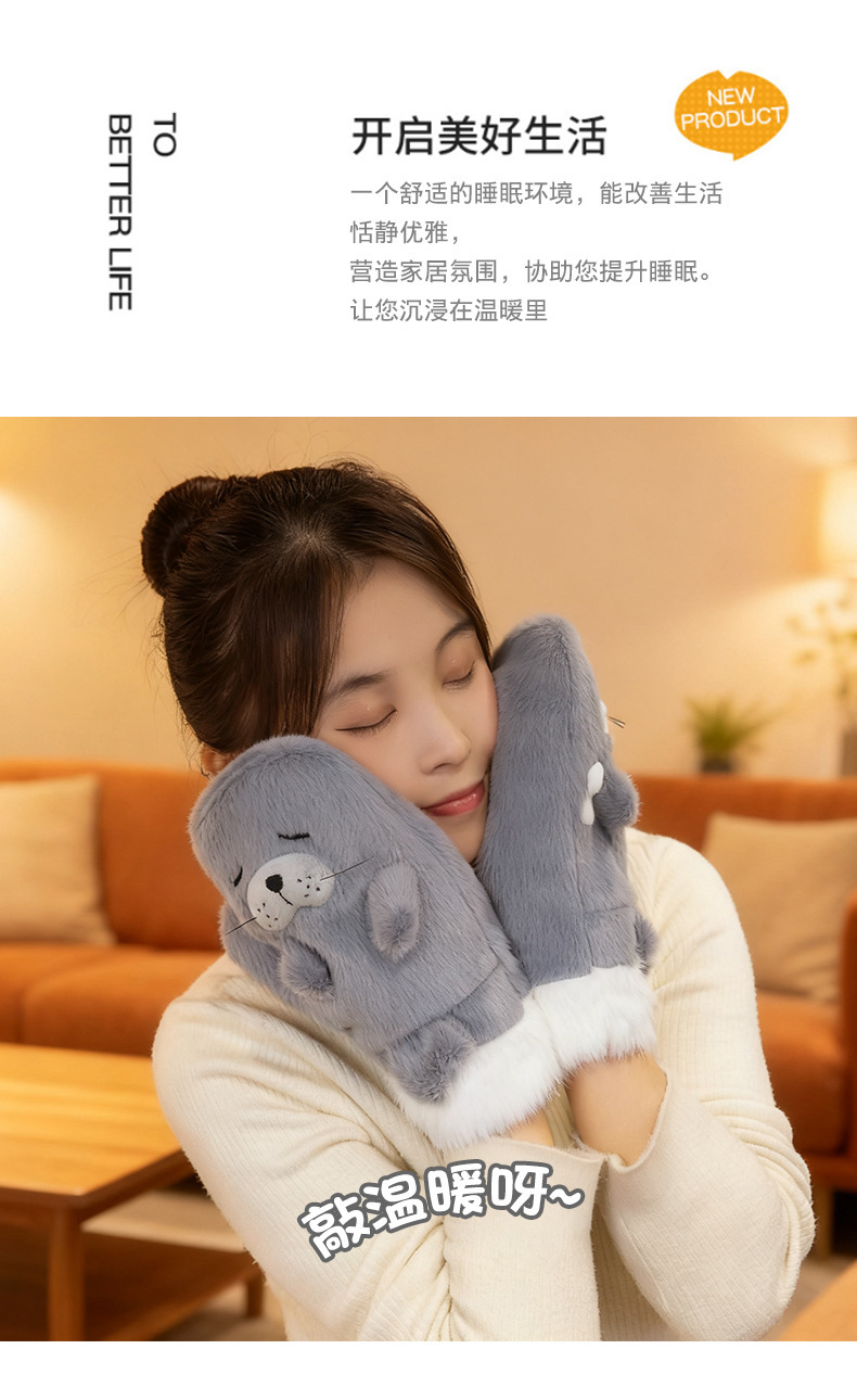 冬天加绒仿兔毛手套连指毛绒秋冬季保暖手套时尚可爱甜美手套批发详情3