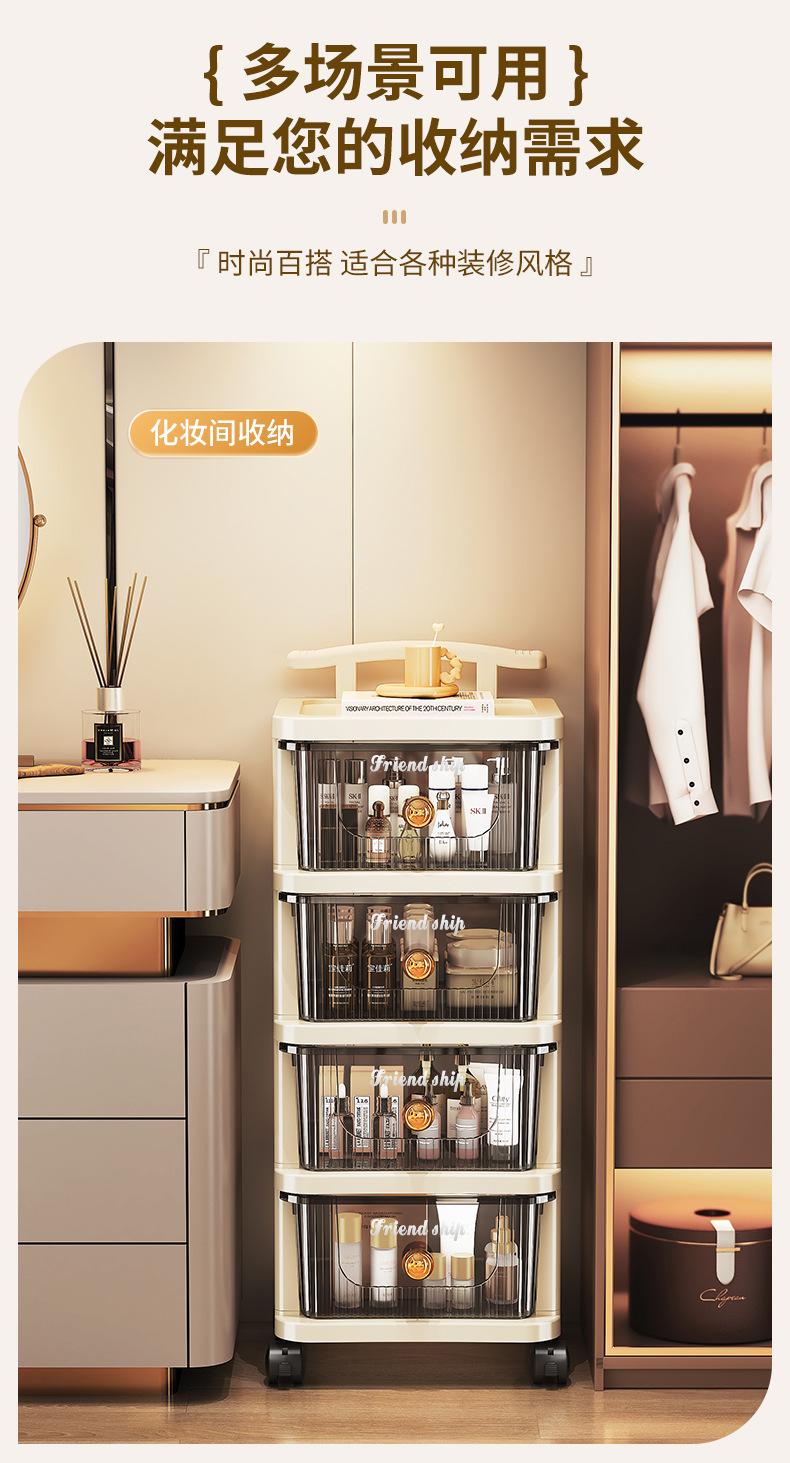 Drawer-type storage cabinet, multi-layer organizing cabinet, storage cabinet, home living room snack cabinet, trolley, storage rack, movable pic 12