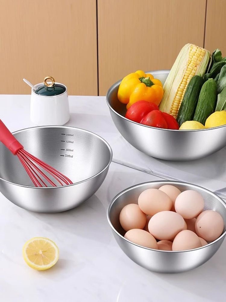 Stainless steel salad basin, household baking egg-beating basin, kitchen sink for washing vegetables, salad bowl, mixing dish basin pic 8