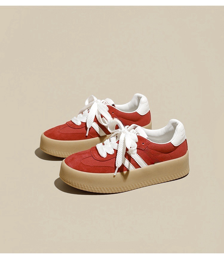 厚底拼色德训鞋女2025新款小个子增高百搭平底系带运动休闲阿甘鞋详情26