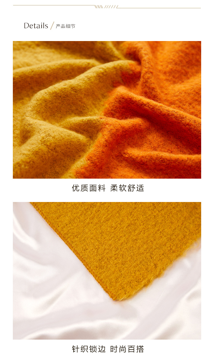 拼接极简主义围巾女欧美冬季双面加厚保暖围巾护颈围脖新款披肩女详情3
