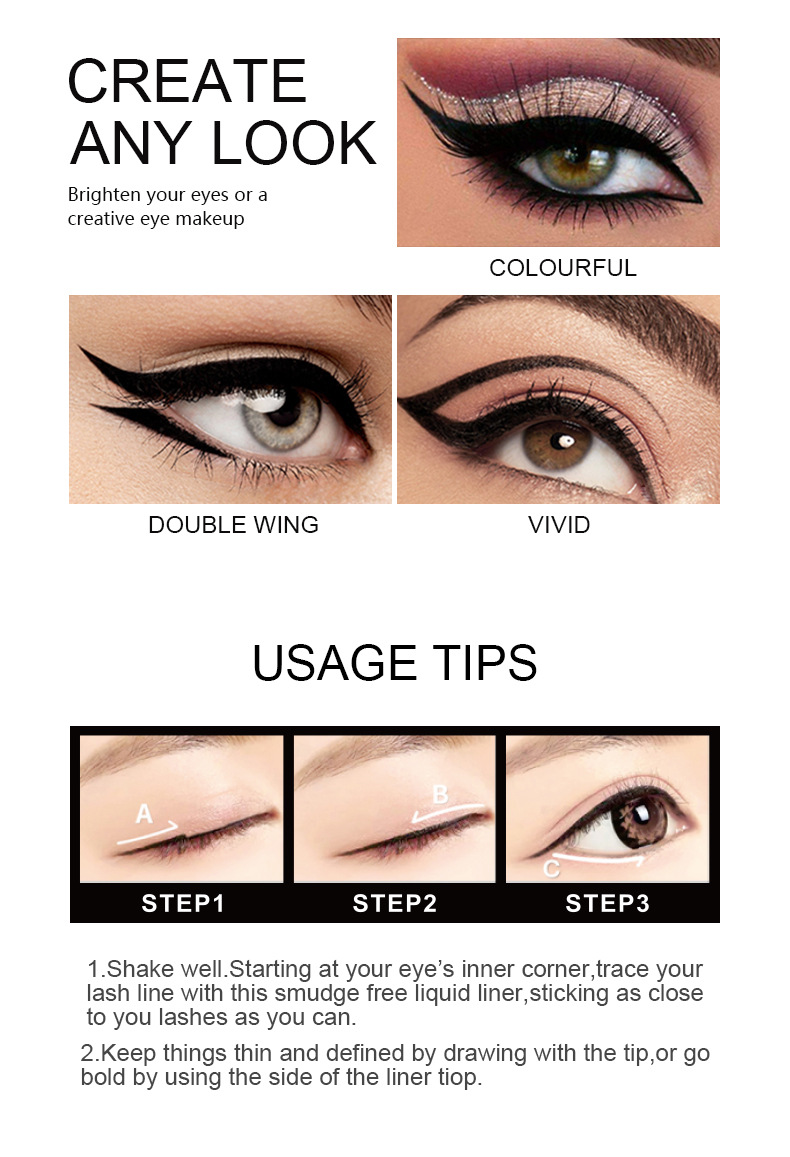 跨境外贸现货ABZ眼线笔防水持久不晕染毛刷头极细眼线笔彩妆加工详情5