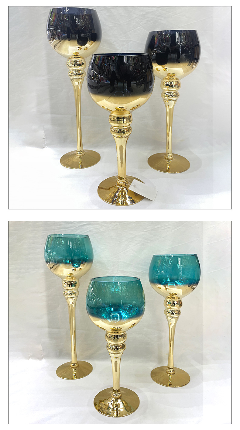 欧式创意烛光晚餐蜡烛杯 复古餐桌摆件星空高脚玻璃烛台浪漫道具详情8