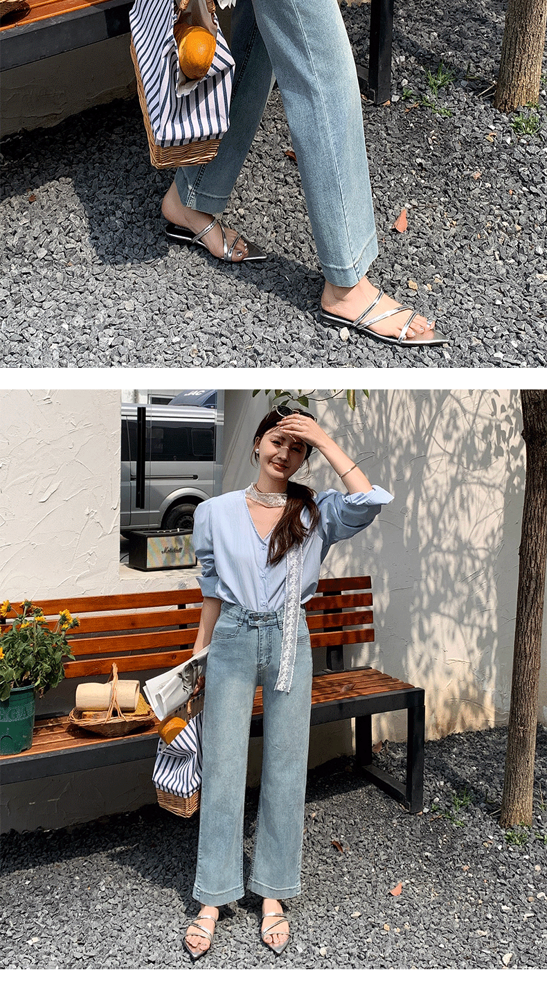 The new soft and elastic cigarette tube jeans for the summer of 2025 are mid-length, high-waisted, and slimming for petite women. The straight-leg pants are trendy pic 4