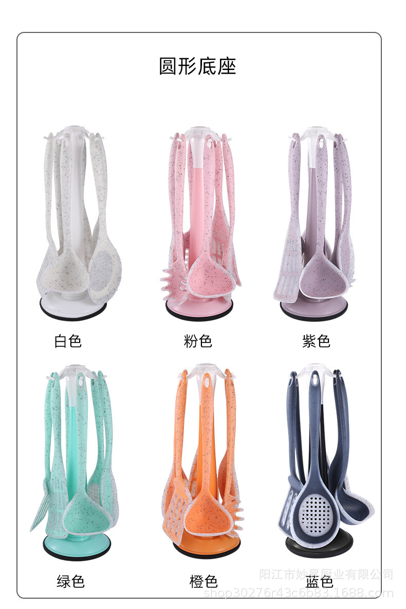 透明硅胶厨具套装收纳架一体式锅铲汤勺漏勺硅胶铲勺日用百货厨房工具详情14