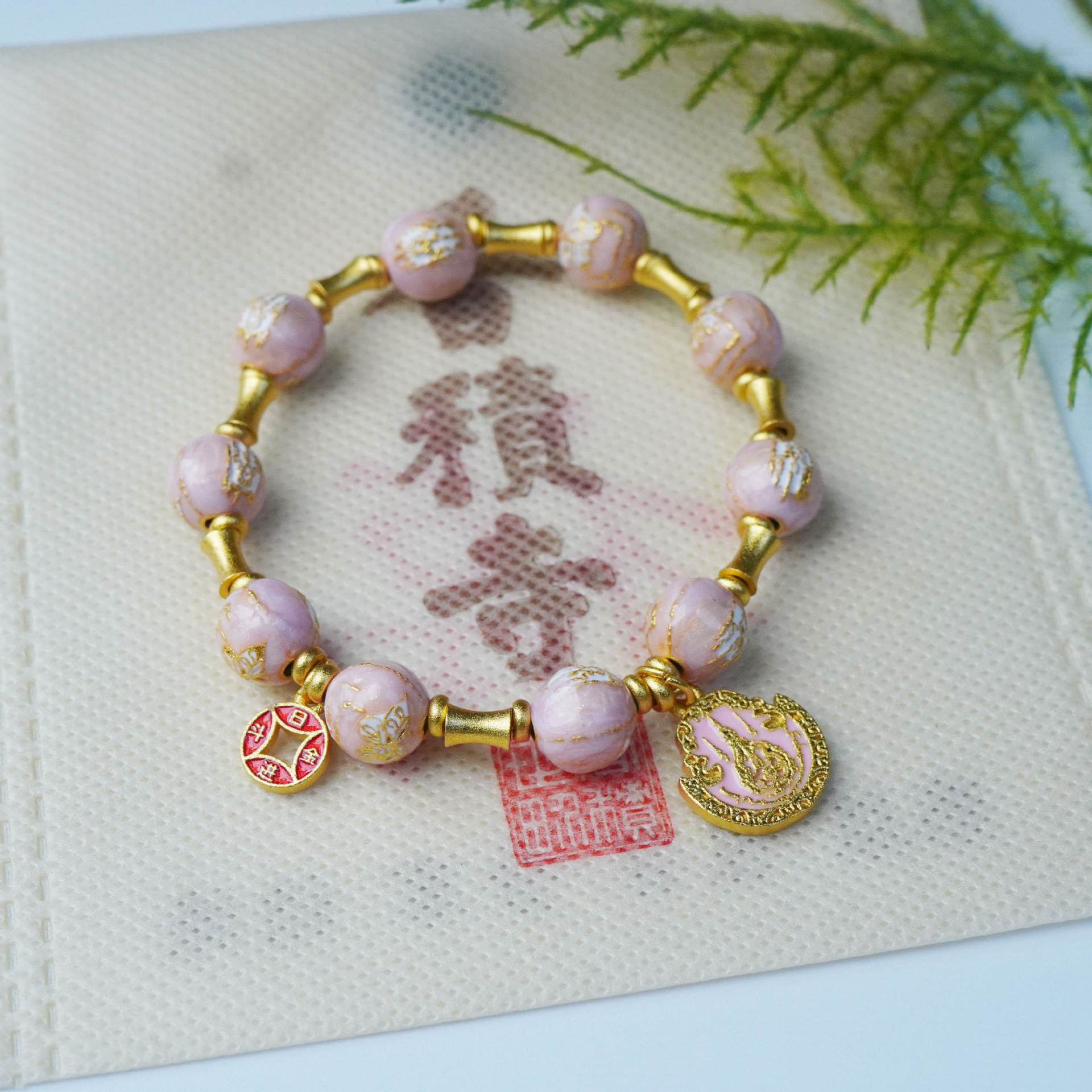 天然繁花景泰蓝手串珐琅蝴蝶吊坠女轻奢高级感手链串珠饰品配饰详情13