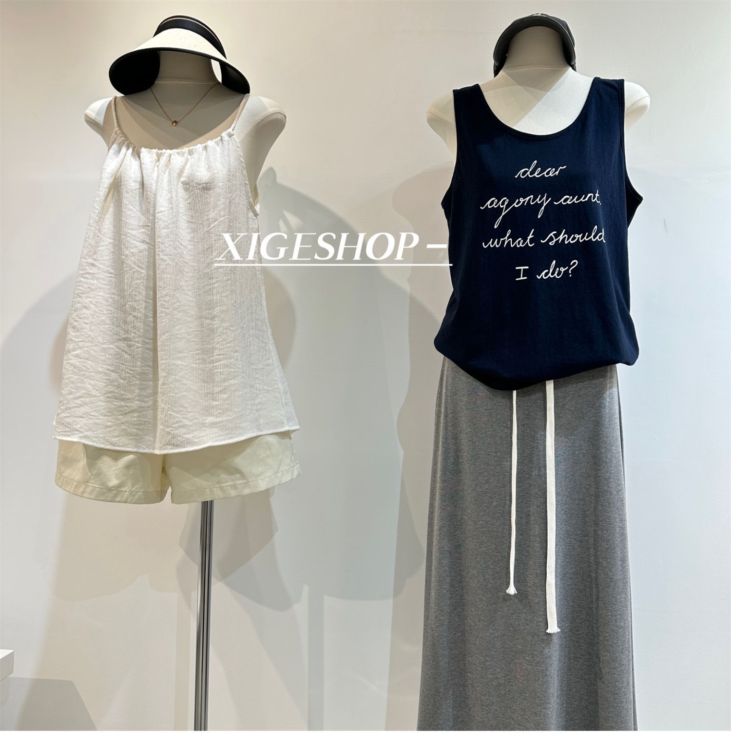 The contrasting color waist drawstring skirt is A high-waisted, slimming dress with a split mid-length, casual and versatile A-line skirt for women in summer pic 24