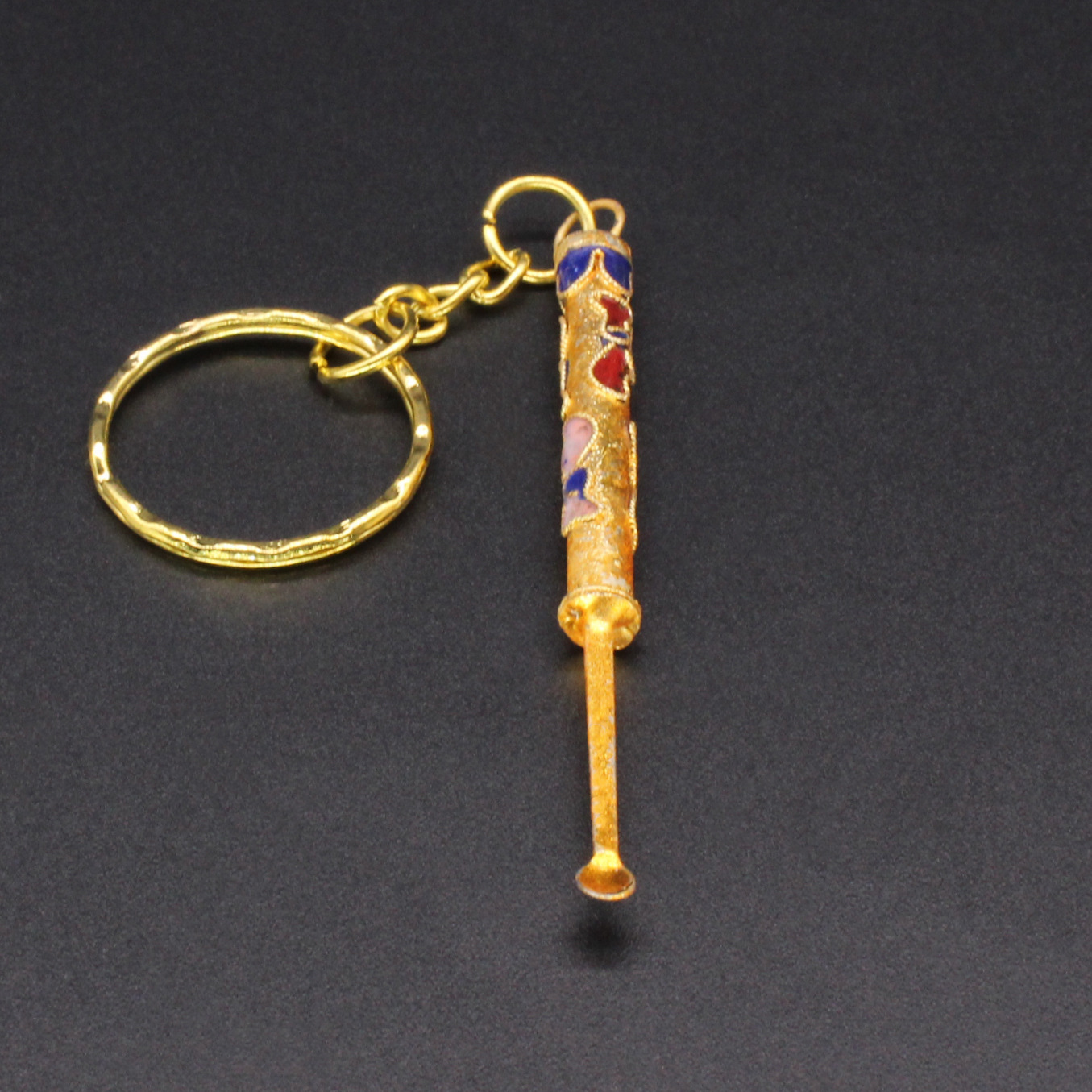 Beijing Cloisonne vintage collection, cloisonne filigree silver blue keychain, pendant ear scoop pic 9