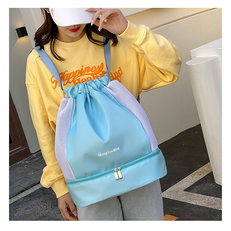 抽绳束口双肩包健身包干湿分离训练运动包洗漱包户外旅行游泳包详情12