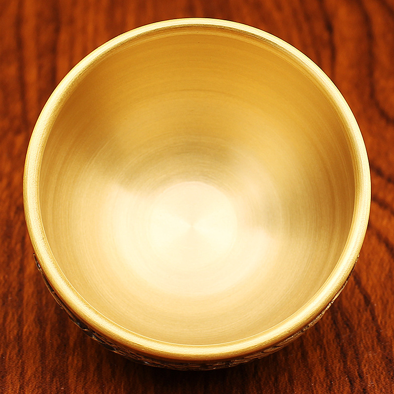 黄铜杯龙凤铜茶杯酒杯金属工艺品办公室喝茶创意铜器酒盅铜茶杯详情7