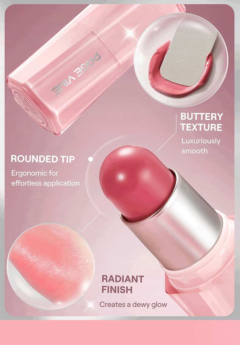 跨境美妆爆款焕彩腮红亚马逊TK热销化妆品防水防汗黄油腮红棒批发详情4