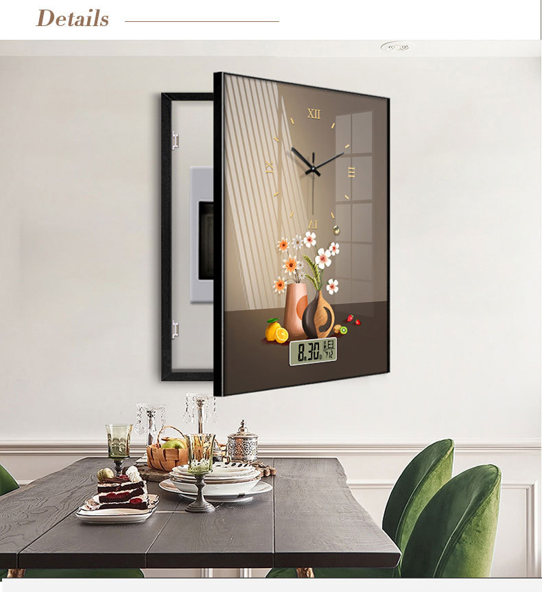 电表箱高级感装饰画钟表配电箱盒遮挡电闸挂画免打孔带时钟万年历详情16