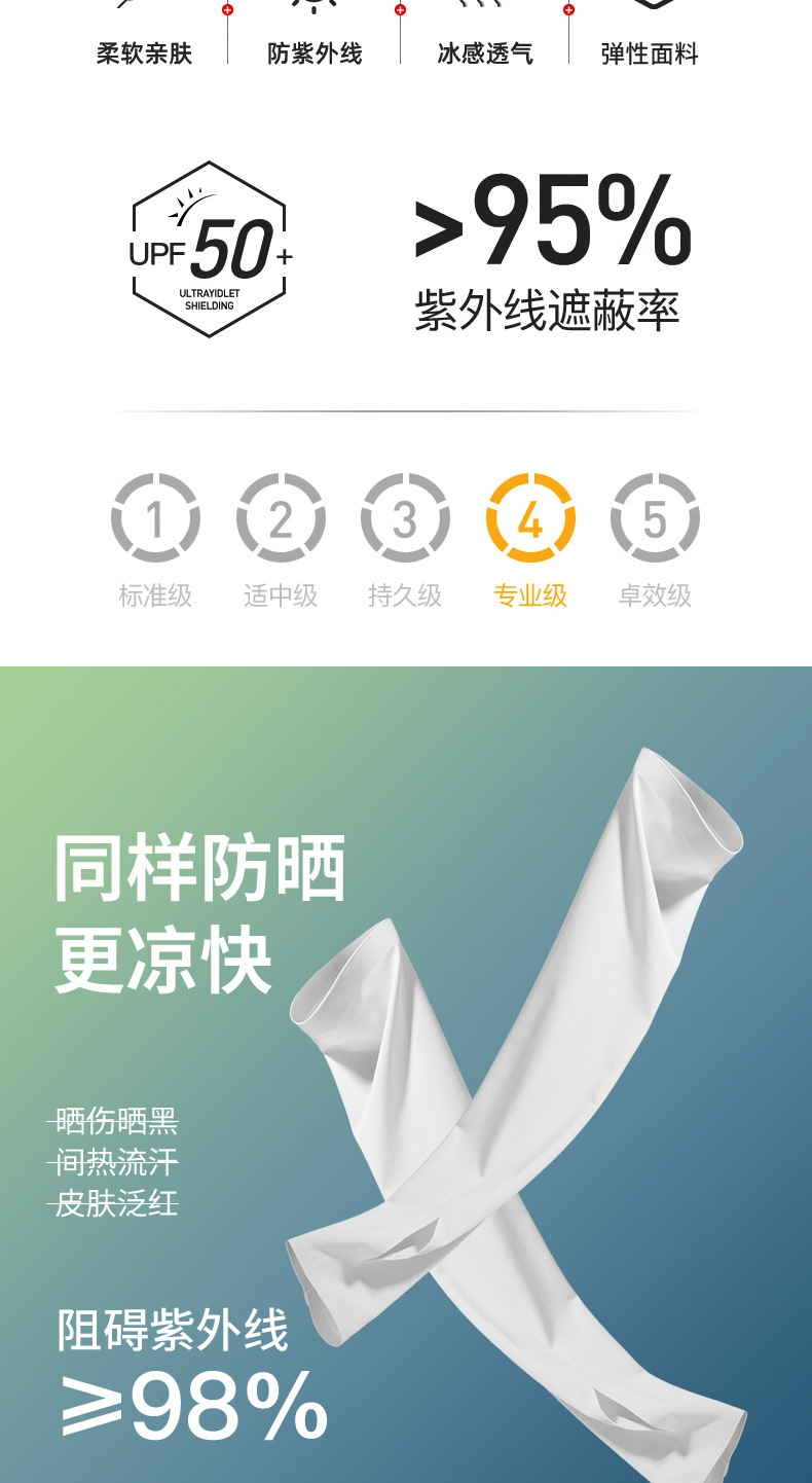 弹力薄款透气冰袖套开车骑行户外防紫外线夏季冰丝男女防晒袖套详情5