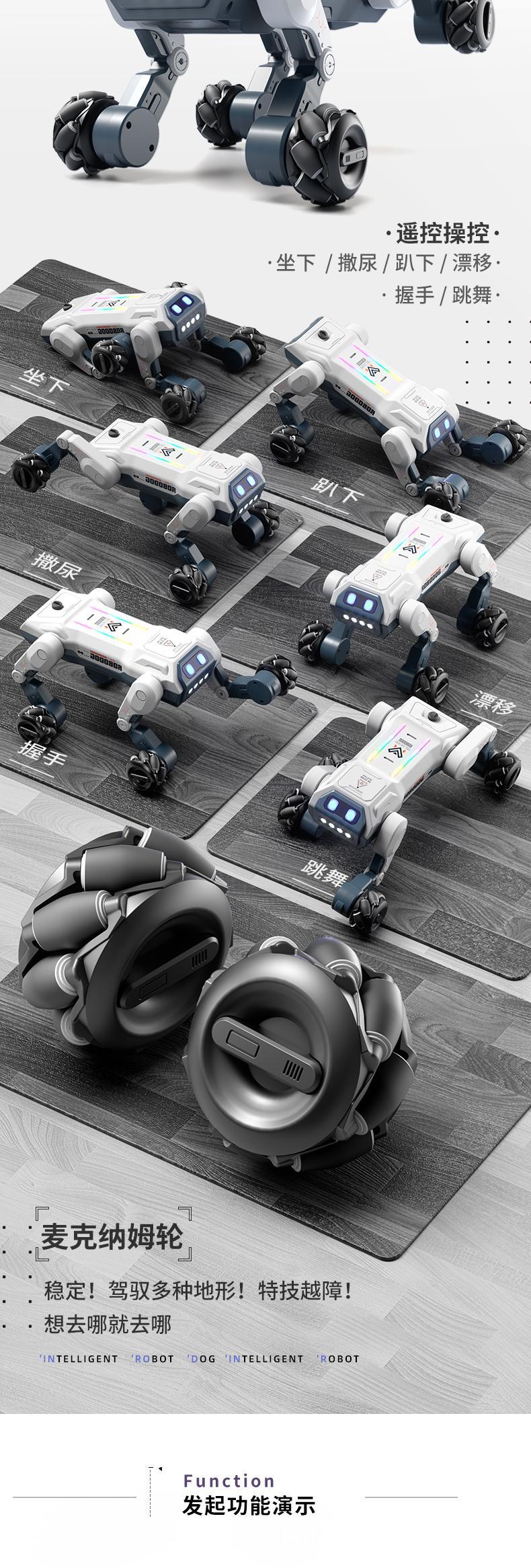 跨境新品AI遥控智能横向对话特技编程唱歌跳舞喷雾放屁感应机器狗详情2