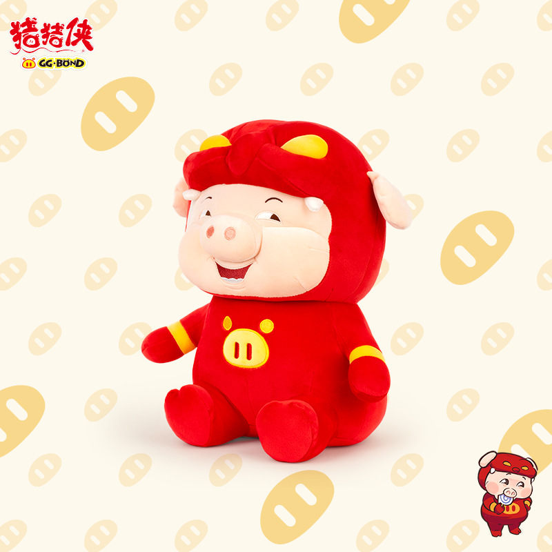 正版猪猪侠毛绒公仔玩具可爱小猪趴姿飞猪睡觉抱枕发箍玩偶女礼物详情2