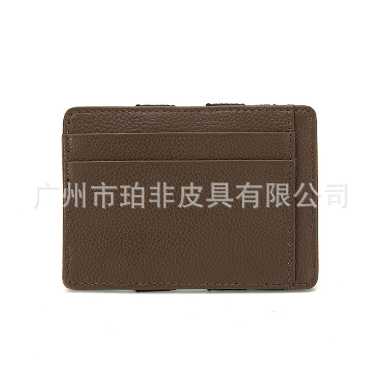 Lychee-patterned cowhide magic wallet, card case, wallet, zipper, coin bag, two-fold card holder, can be added with logo, any material pic 15