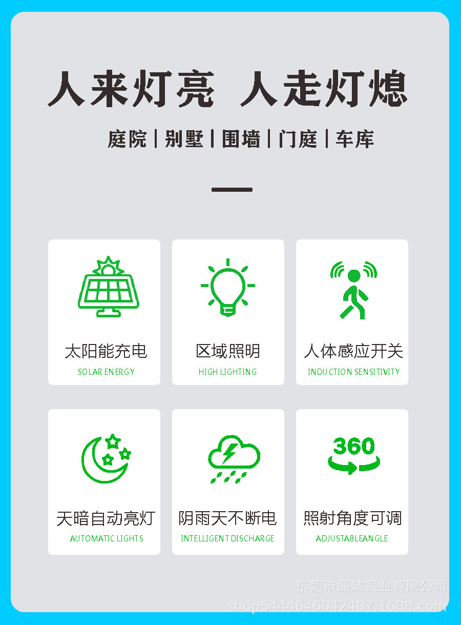 Solar lamps, outdoor garden lamps, human-sensing household garden waterproof wall lamps, three-head ultra-bright street lamps pic 4