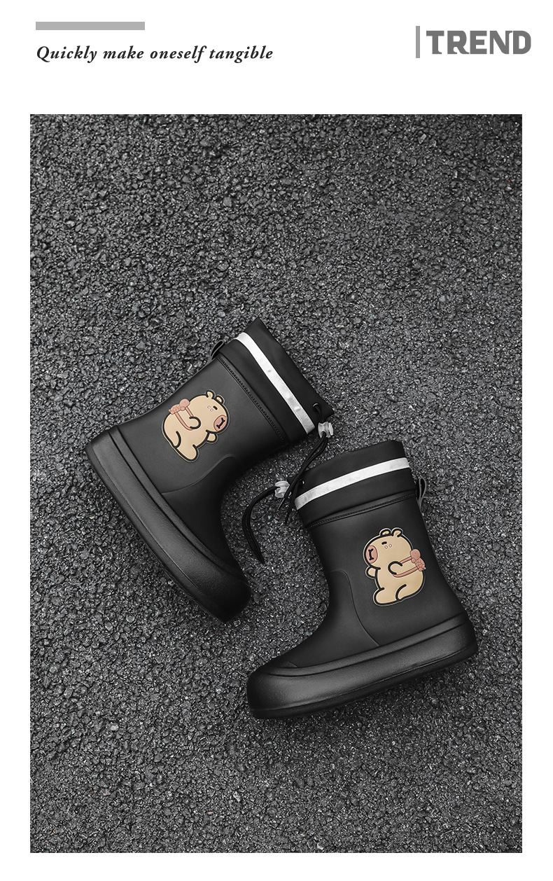 网红卡通时尚雨鞋女款外穿收口防水鞋防滑亲子雨靴女学生可爱胶鞋详情23