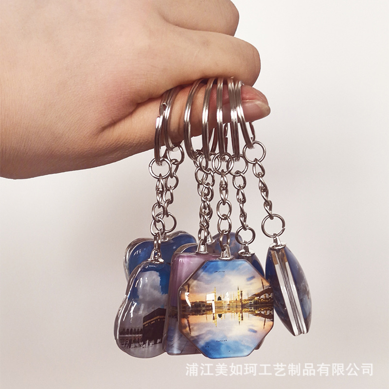 沙特阿拉伯建筑水晶双面钥匙扣挂件旅游礼品纪念品冰箱贴厂家直销详情2
