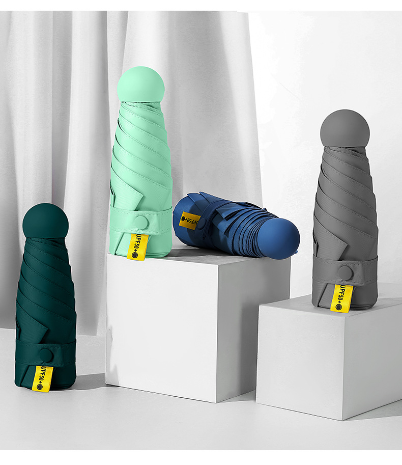 五折六骨口袋胶囊伞晴雨两用伞小巧可印刷logo遮阳防紫外线防晒伞详情11